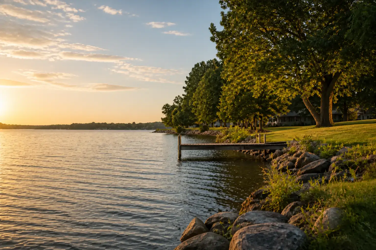 A wooded suburban Minnesota lake